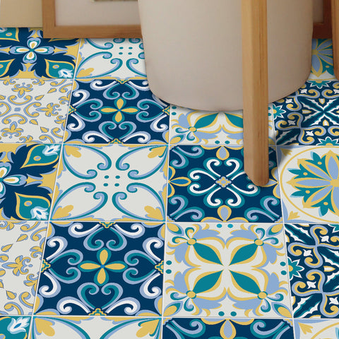 Fresh blue and yellow: the artistic vitality of tile stickers