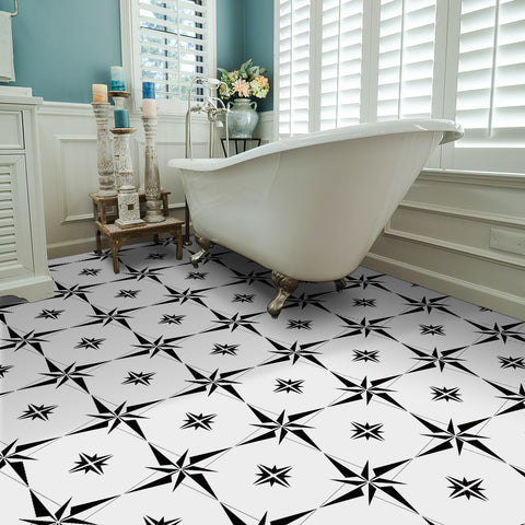 Removable Flooring Kitchen Tile, Decal Changing Table Tile Paste Wall Sticker for Home Removable Tile Sticker Eight-Pointed Star PVC, 5pcs