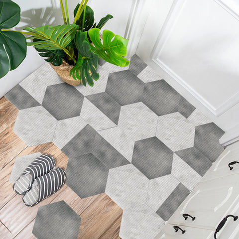 Simple gray and white hexagonal tiles: creative fashion, personality charm