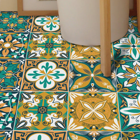 Fresh yellow-green tone: the retro vitality of tile stickers