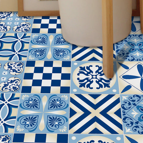 Fresh blue and white: the simple beauty of tile stickers