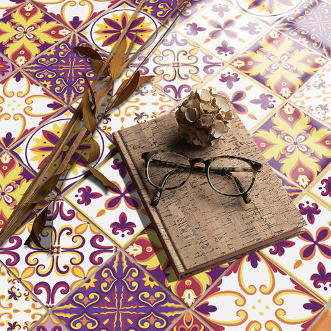 Gorgeous purple and yellow tone: the artistic bloom of tile stickers