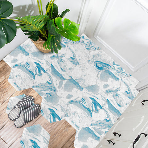 Blue and white marble splicing tiles: practical aesthetics, visual shock