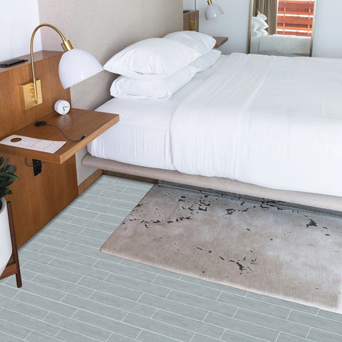 Light Gray Checked Marble Floor Stickers TIles 5pcs Peel and Stick Minimalist Modern