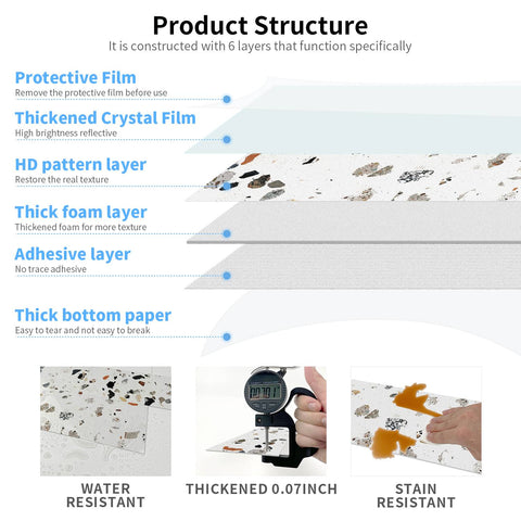 Earthy Terrazzo Mix Peel and Stick Tile Stickers for Kitchen Backsplash and Bathroom