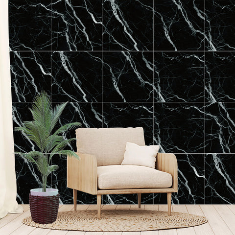 Navy Blue Marble Texture Floor Stickers Peel and Stick Tile Easy to Apply Minimalist Elegant