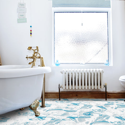 Blue and white marble splicing tiles: practical aesthetics, visual shock