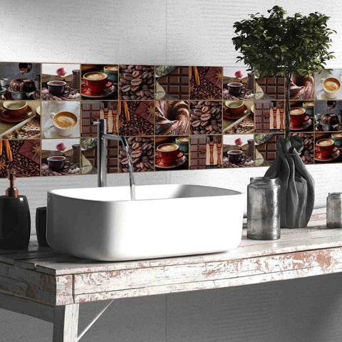Create a Cozy Atmosphere with Coffee Bean Pattern Brick Decals Easy Peel and Stick Coffee Wall Stickers  for Kitchen, Bathroom, and Living Room