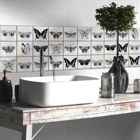 Provence Butterfly Wall Tile Stickers - Stylish Peel and Stick Decals, Residue-Free, Set of 10, Perfect for Kitchen and Bathroom Decor