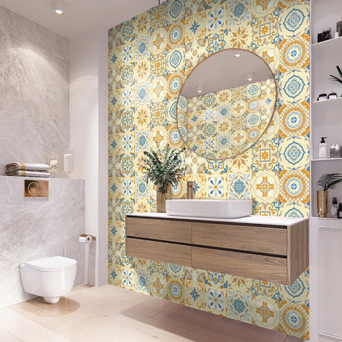 Yellow and blue fresh - pastoral ceramic tile stickers