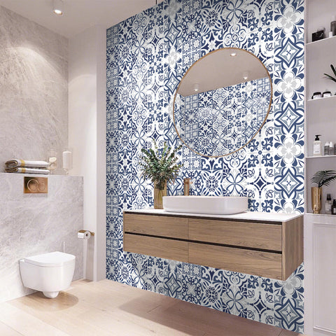 Elegant blue and white - European retro tile stickers