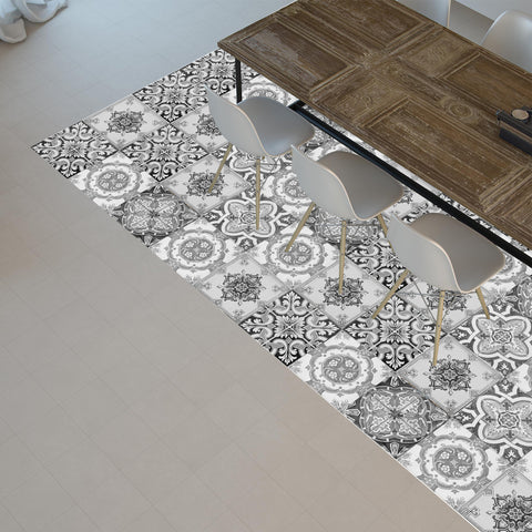 Grey and White Retro Art Thickened Frosted Tile Stickers 5 PCS