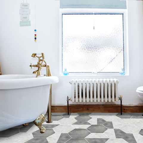 Simple gray and white hexagonal tiles: creative fashion, personality charm