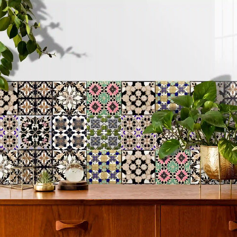 Colorful floral tile stickers, light up the beauty of space