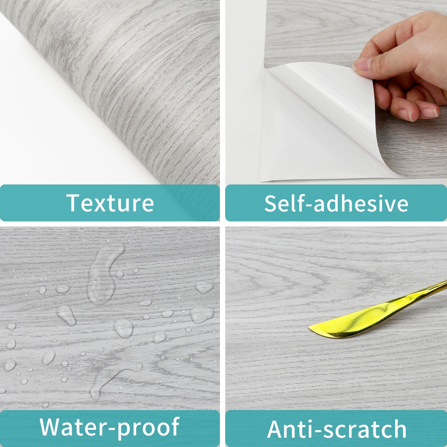 Waterproof Off-White Wooden Wallpaper