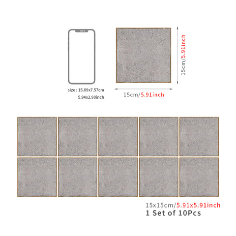 Brown Grey Modern Square Tile Sticker Elegant Wallpaper 10PCS