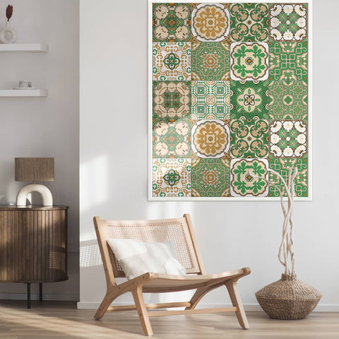 Green Vintage Art Tile Stickers Wallpapers 12 Pcs Rustic Furniture Renovation