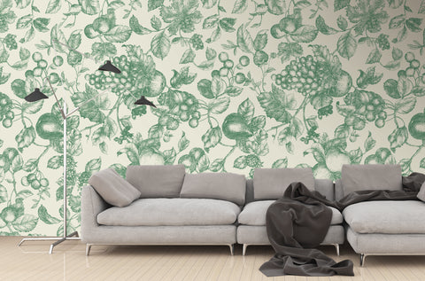 Classic rustic retro floral forest wallpaper