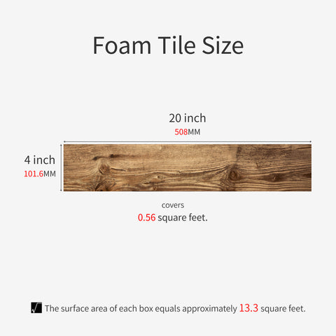 Frosted Foam Tile Sticker (Brown And Grey) 24pcs Peel and Stick Wallpaper Ancient European Wood-Grain Style Wall Decor