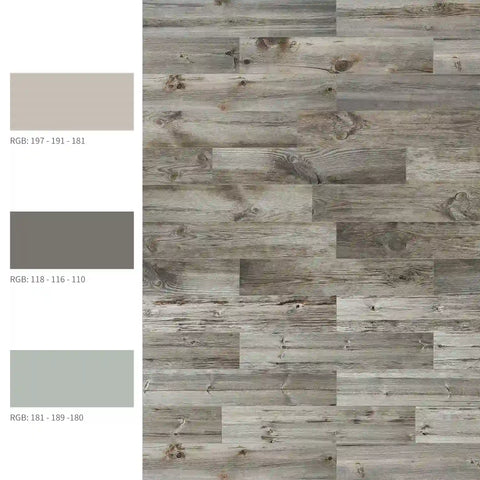 Frosted Foam Tile Sticker (Grey) 24pcs Peel and Stick Wallpaper Ancient European Wood-Grain Style Wall Decor