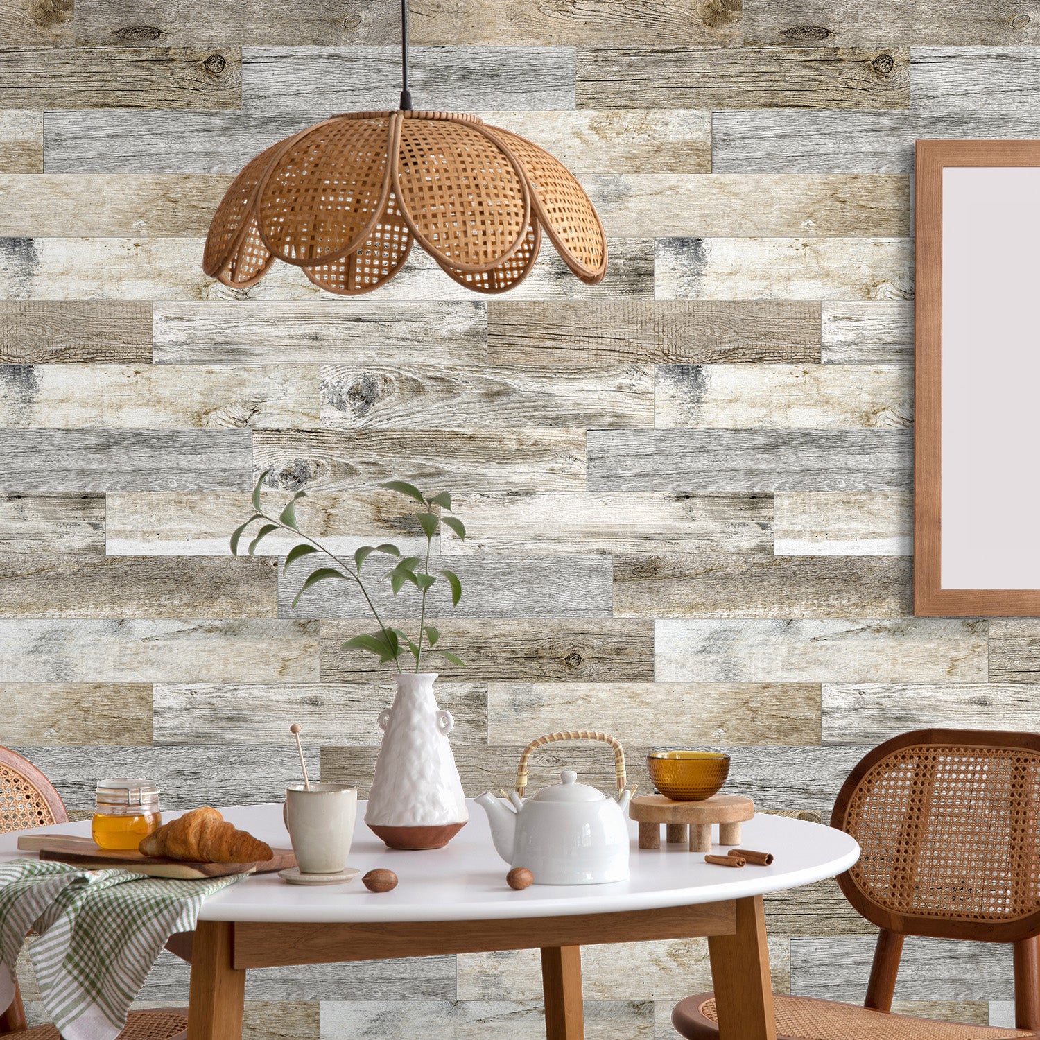 Grey Oak Peel and Stick Wood Veneer Wallpaper for Wall Decoration