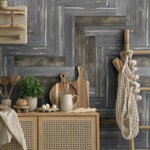 Noble Grey Wooden Foam Tile Stickers