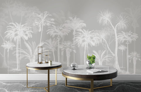 Simple Tropical: Contrasting Shades of Botanical Forest Wallpaper