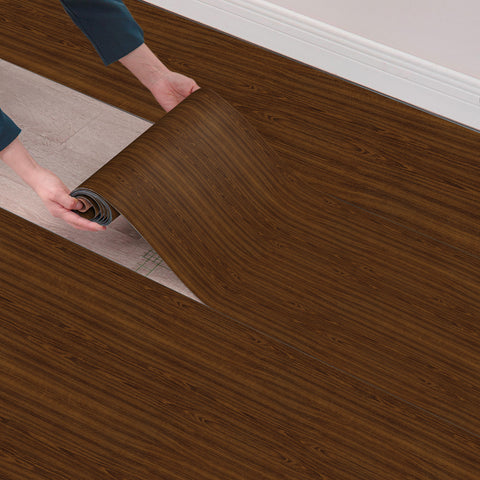 Teak Edge Grain Vinyl Flooring Roll