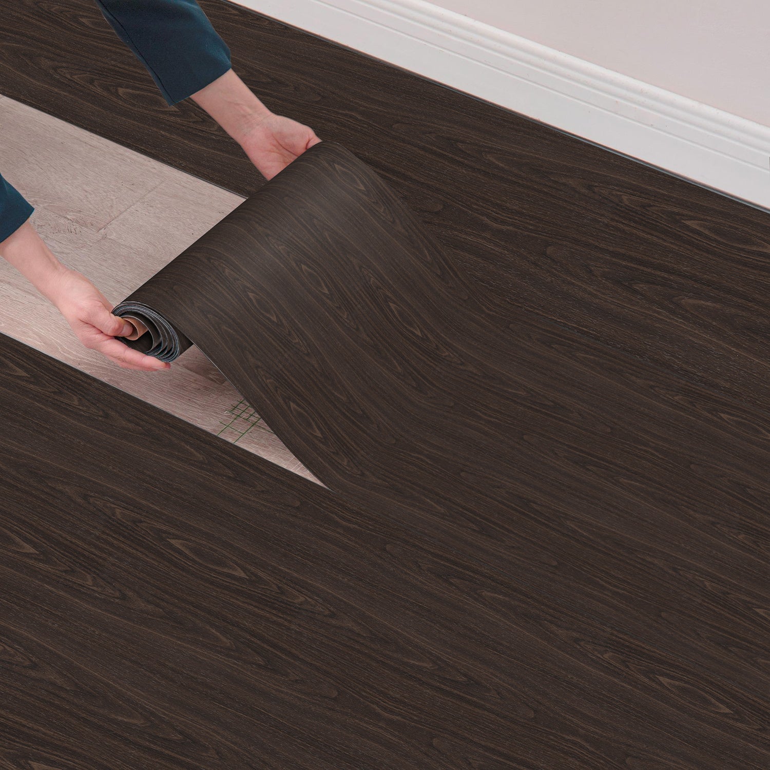 Walnut Edge Grain Vinyl Ultrawide Floor Sticker