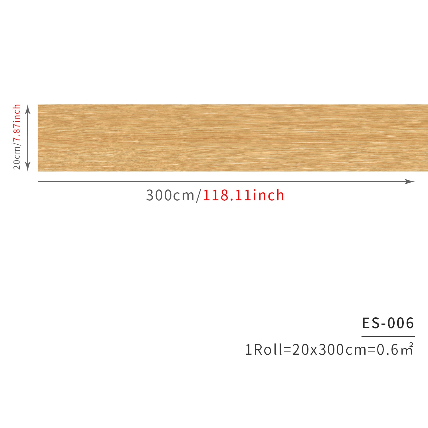 Realistic Wood Texture Vinyl Peel and Stick Floor Tile Size-8"×118" 20cm×300cm