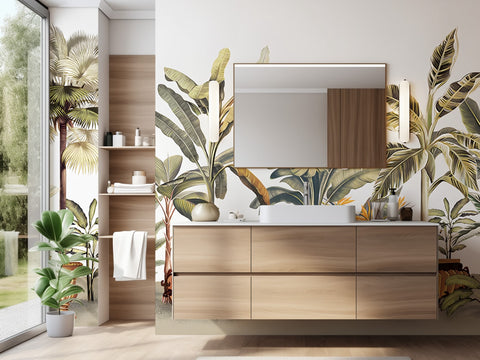 forest scene wallpaper for bathroom