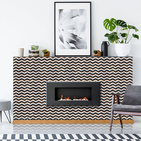 Black and Brown Wavy Line Stone Texture Wallpaper Tiles Stickers Peel and Stick