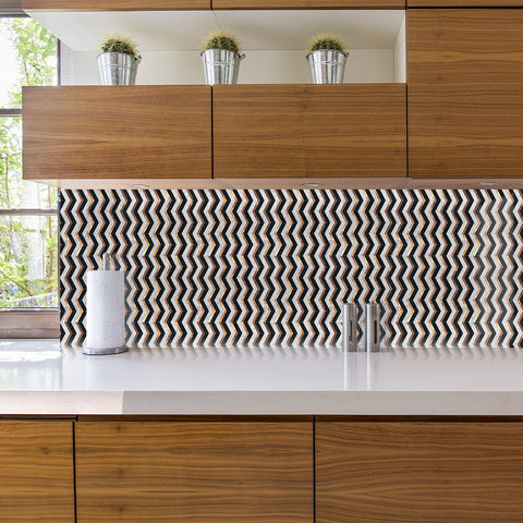 Black and Brown Wavy Line Stone Texture Wallpaper Tiles Stickers Peel and Stick