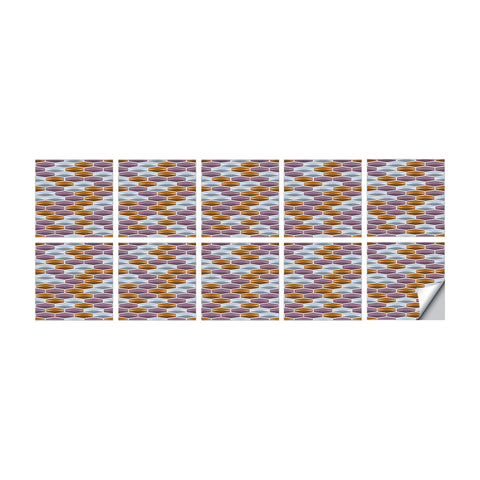 Purple and Orange Peel and Stick Stone Like Texture Wallpaper Tiles Wall Warm Stickers 10pcs