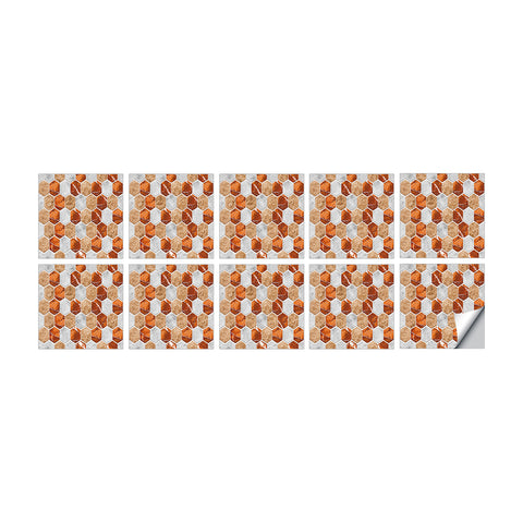 Orange and White Stone Like Texture Wallpaper Rustic Tiles Peel and Stick Wall Stickers 10pcs