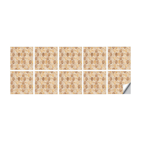 Light Yellow Stone Like Texture Wallpaper Rustic Tiles Peel and Stick Wall Stickers 10pcs