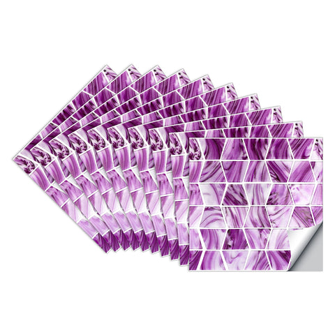 Purple and White Stone Texture Wallpaper Tiles Peel and Stick Wall Stickers