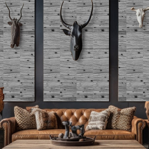 Reclaimed Wood Effect Wallpaper in Gray for Cozy Interiors