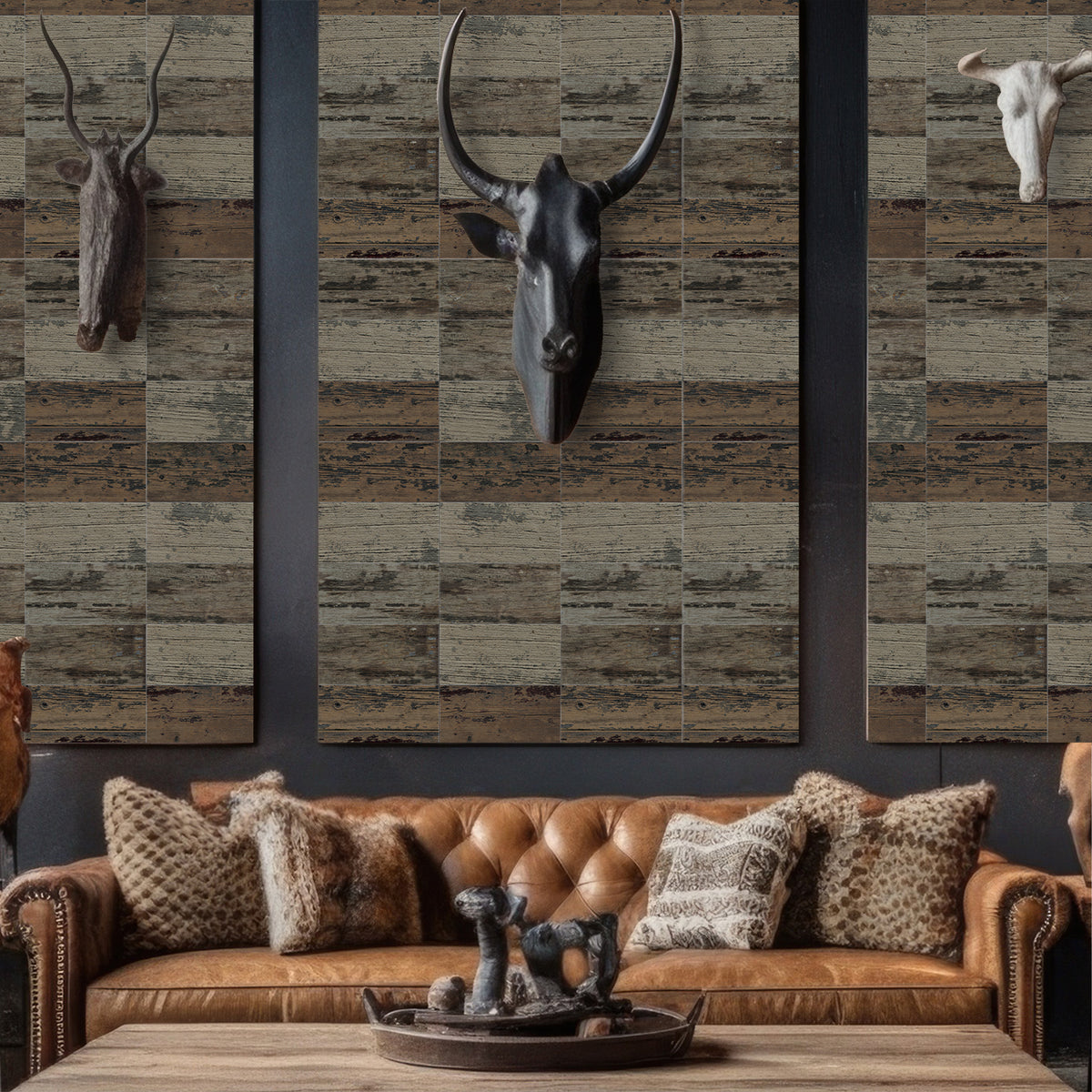 Rustic Gray Brown Wood Effect Wallpaper - Modern Home Decor