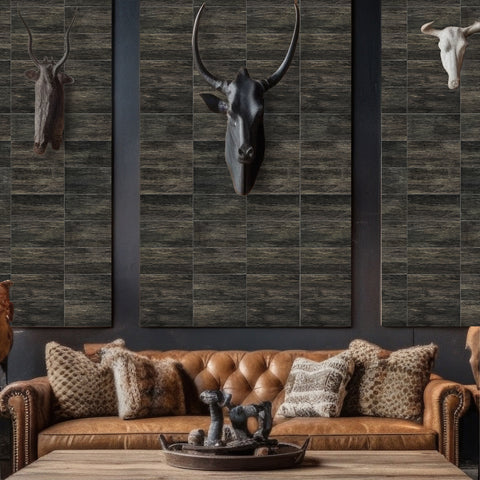 Dark Gray Wood Grain Wallpaper - Textured Peel and Stick Design