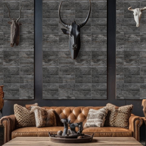 Elegant Dark Wood Wallpaper - Versatile Interior Design Solution