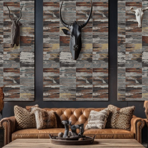 Contemporary Mixed Color Wood Texture Wallpaper for Cozy Homes