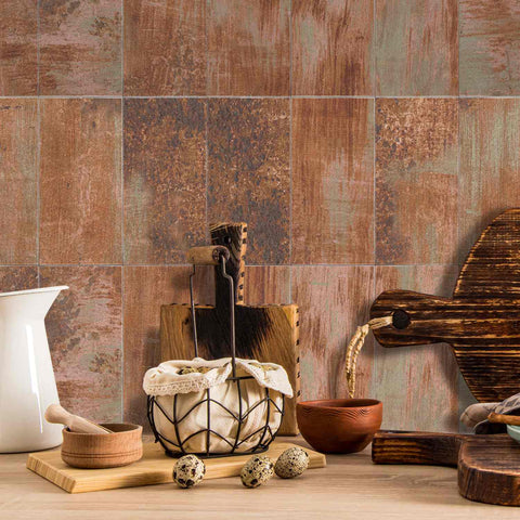 Wood Grain Adhesive Tiles Waterproof Self-Adhesive Wall Tiles for Kitchen Bathroom Staircase Home Decoration