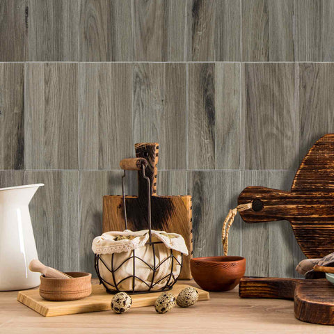 Wood Grain Stickers Waterproof Self-Adhesive Wall Tiles for Kitchen Bathroom Staircase Home Decoration DIY