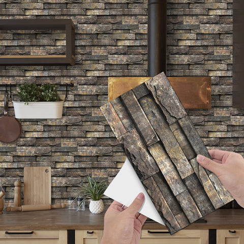 Brown and Grey Stone Texture Wallpaper Rustic Tiles Stickers