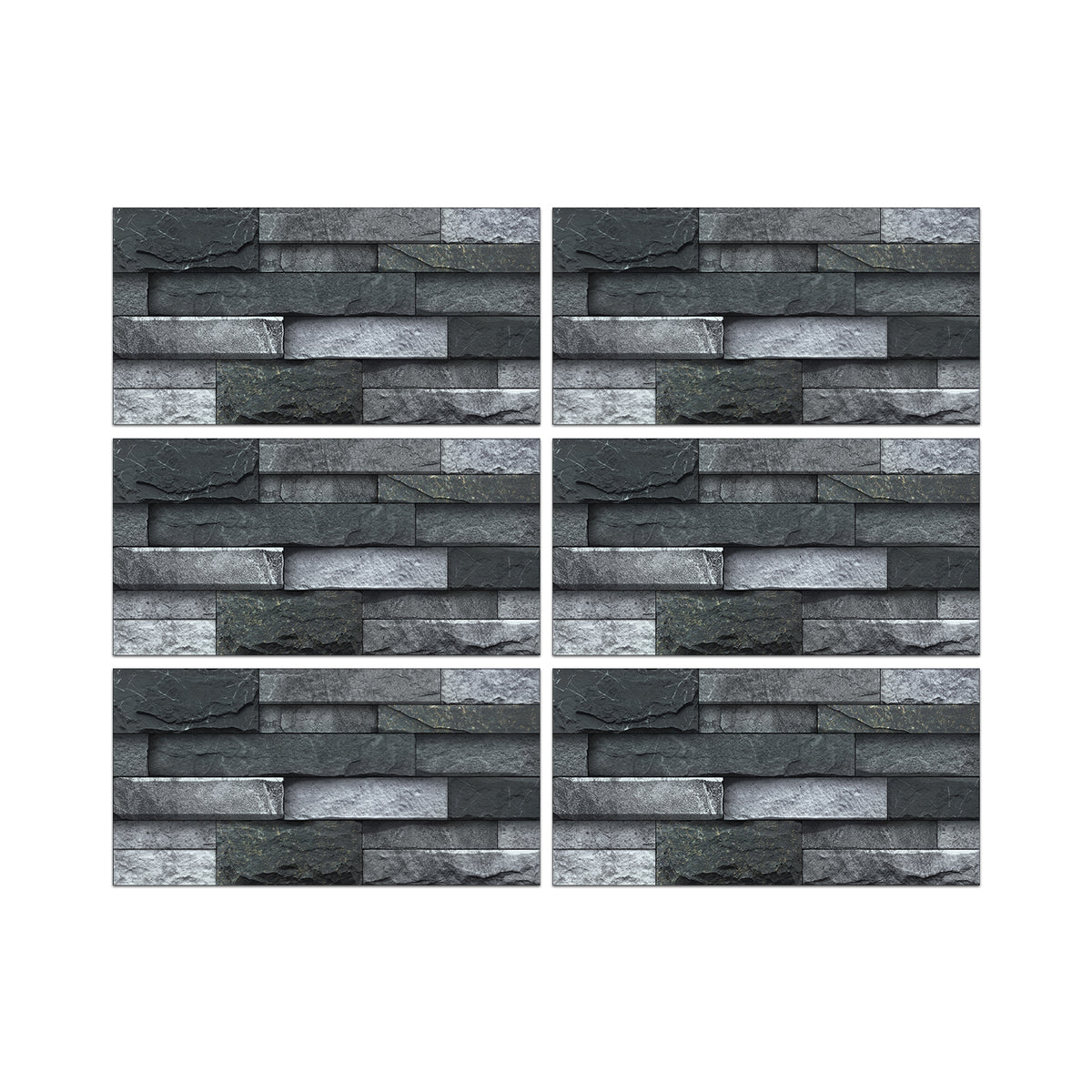 Black and Dark Grey Stone Texture Wallpaper Rustic Tiles Stickers