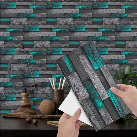 Blue and Green Stone Texture Nature Wallpaper Rustic Tiles Stickers