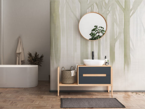 forest theme wallpaper for bathroom