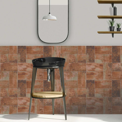 Wood Grain Adhesive Tiles Waterproof Self-Adhesive Wall Tiles for Kitchen Bathroom Staircase Home Decoration