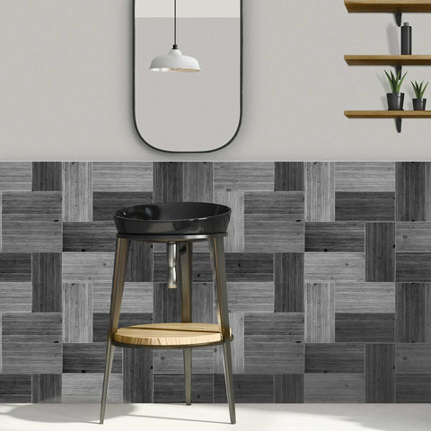 Wood Grain Tile Stickers Self-Adhesive Waterproof Wall Tiles for Kitchen Bathroom Staircase Home Decoration